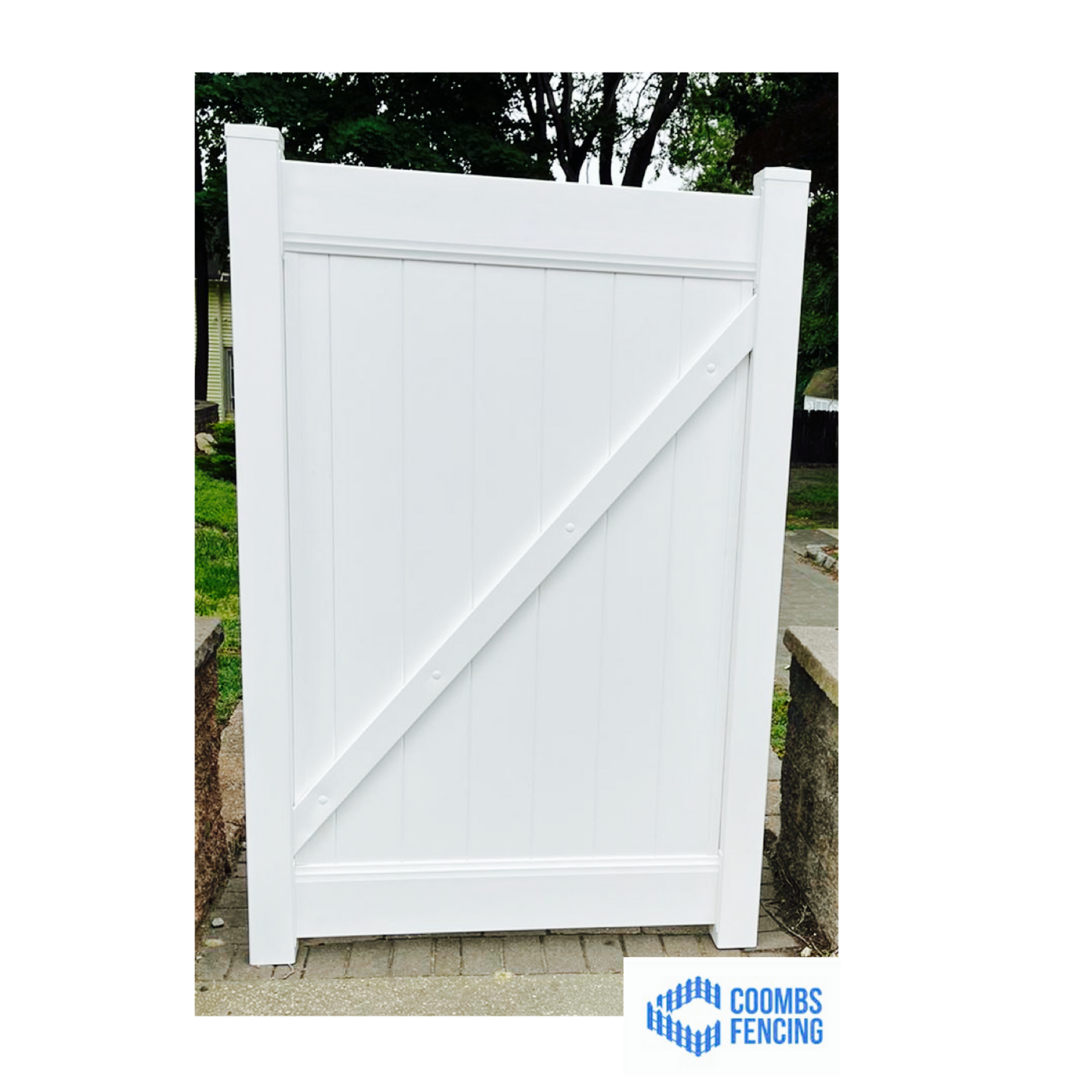 6’H X 4’W Solid White Vinyl Privacy 2X7 Rail Single Gate