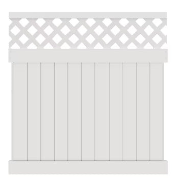 6'H X 8'W SOLID WHITE VINYL PRIVACY DIAMOND LATTICE TOP