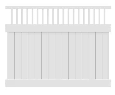 6'H X 8'W WHITE VINYL CLOSED SQUARE SPINDLE TOP