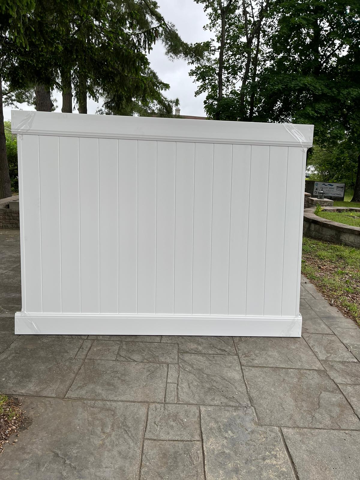 6'H x 8'W Solid White Vinyl Privacy Section 2x7 Rail
